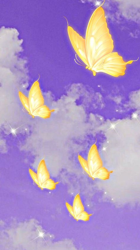 Bright Butterfly Wallpaper, Yellow And Purple Aesthetic, Purple And Yellow Wallpaper, Yellow Butterfly Wallpaper, Light Wallpapers, Pad Aesthetic, Butterfly Wallpapers, Iphone Wallpaper Yellow, App Filter