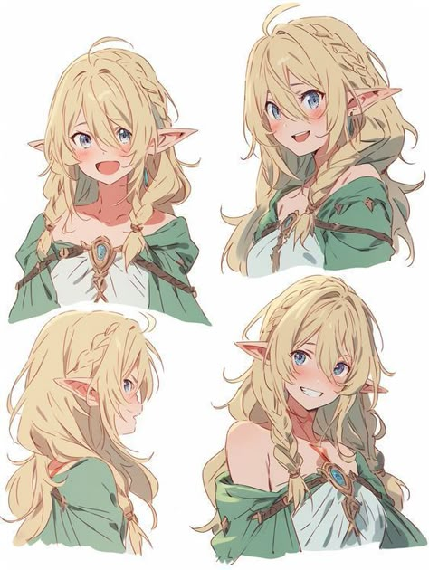 Elf Oc Character Design, Elf Character Design Female, Anime Elf Female, Female Elf Character Design, Anime Oc Female, Weiblicher Elf, Elf Oc, Elf Drawings, Elf Characters