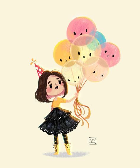 Laan 🌟 Illustrator on Instagram: “Happy Birthday to my balloons and me 🎈🎉 No matter how busy I am, I always try to do a little #birthdayart for myself 💚 and if you needed…” Going On A Walk, Happy Birthday Drawings, Happy Birthday Illustration, Old Birthday Cards, Birthday Illustration, Eid Cards, Happy Birthday Pictures, Bday Cards, Character Design Sketches