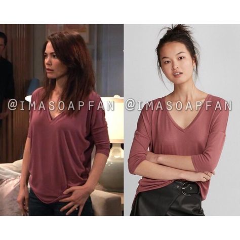 General Hospital Fashion Blog on Instagram: “Get the info on Elizabeth’s dusty pink v-neck tee at imasoapfan.blogspot.com (link in my bio). .…” Hospital Fashion, Elizabeth Webber, Jason Morgan, Hospital Outfit, General Hospital, V Neck Tee, Dusty Pink, Fashion Blog, Style Me