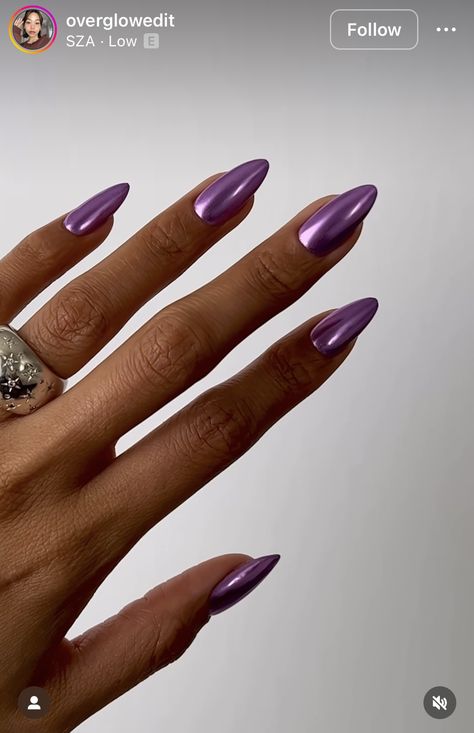 Lavender Chrome Nails, Lavender Chrome, Monochromatic Nails, Purple Chrome Nails, Dark Purple Nails, Violet Nails, Velvet Nails, Edgy Nails, Feeling Weak