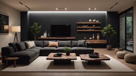 7 Tips for Creating a Dark Japandi Living Room - DexDecor Japandi Dark Wood, Dark Japandi, Japandi Black, Kitchen Flooring Trends, Kitchen Tile Inspiration, Japandi Furniture, Ensuite Bathroom Designs, Compact Kitchen Design, Modern Bedroom Colors