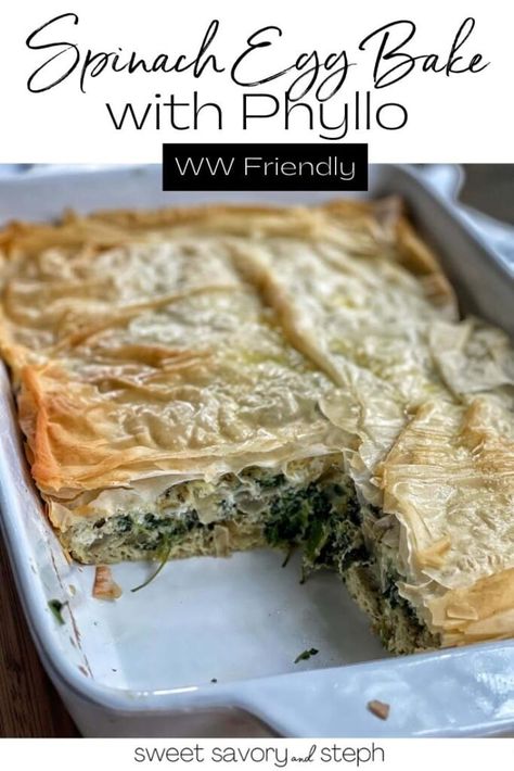 Spinach Egg Bake, Quiche With Hashbrown Crust, Burek Recipe, Phyllo Recipes, Cheese Spinach, Egg Bake, Spinach Pie, Spinach Egg, Savory Pastry