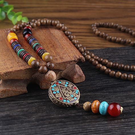 Wood bead necklace