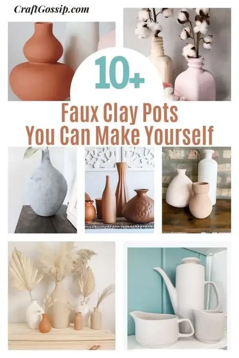 10 Easy Faux Clay Ceramic Vase Hacks Ceramic Vases Diy, Terracotta Pottery, Daisy Petals, Old Vases, Marble Ceramics, Painting Glassware, Clay Vase, Pot Designs, Wreath Tutorial