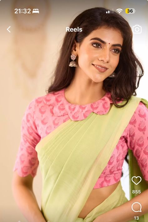 Front Pot Neck Blouse Designs, Synthetic Blouse Designs, Collar Neck Blouse Designs Saree, Coller Neck Blouse Patterns Back, Collar Neck Designs For Blouse, Formal Blouse Designs, Collar Blouse Designs For Saree, Collar Design Blouse, Front Neck Blouse Design