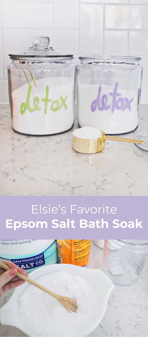 Epsom Salt Bath Recipe, Epson Salt Bath, Epsom Salt Foot Soak, Diy Bath Soak, Detox Bath Recipe, Epsom Salt Benefits, Bath Soak Recipe, Salt Detox, Bath Salts Recipe