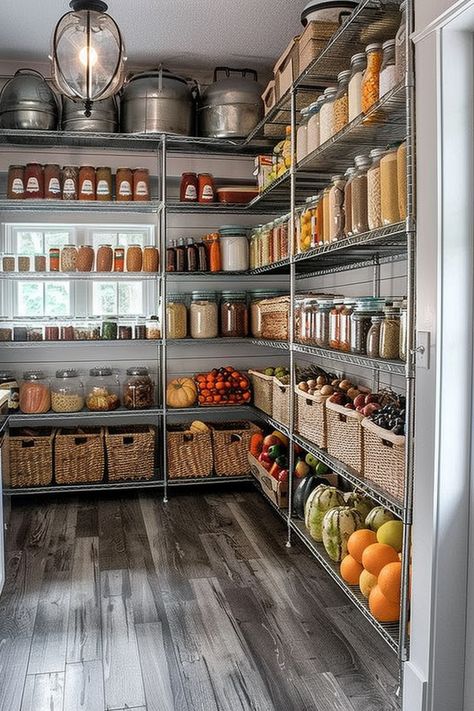 Infuse your pantry with farmhouse charm by incorporating rustic wood accents. Explore reclaimed barn wood shelving, wooden crates, and plank flooring for a cozy and natural culinary space... #FarmhouseKitchen #RusticWood #PantryInspiration Produce Pantry Storage, Cleaning Pantry, Farmhouse Kitchen Pantry, Pantry Stock, Pantry Goals, Kitchen Pantry Ideas, No Symbol, Simple Duvet Cover, Pantry Renovation