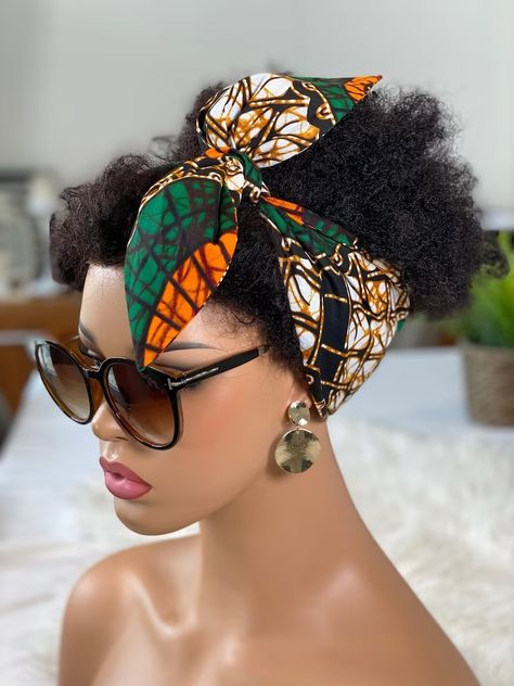 ANKARA HEAD WRAP Orange & Green Comfy, Easy to Tie African Print Turban Head Scarf Boho Hair Tie Gift for Her Workout, Yoga Headband - Etsy Croatia Style Ankara, Head Wraps For Women, Paris Home, Party Headband, Boho Fashion Bohemian, Boho Hair, Yoga Headband, Tie Gifts, Cotton Gifts