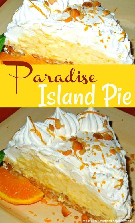 Island Pecan Pie, Desserts Pineapple, Paradise Pie, Hawaiian Pie, Orange Desserts, Cooking Pancakes, Southern Quotes, Bbq Dessert, Cowgirl Secrets