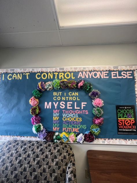 School counseling bulletin board Self Control Bulletin Board Ideas, Self Control Bulletin Board, School Counseling Bulletin Boards, Counseling Bulletin Boards, Circle Of Control, Bulletin Board Ideas, School Bulletin Boards, School Counseling, Self Control