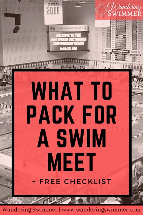 Knowing what to bring to a swim meet is half the battle when it comes to competition time. Getting your bag ready the night before a swim meet should become a habit. It will take a few times to know what you need and don’t need. However, once you know what to bring to a swim meet, you’ll feel more confident on meet day. Swim Meet Checklist, Swim Meet Packing List, What To Bring To A Swim Meet, Swim Meet Essentials, Swim Team Mom, Pull Buoys, Team Meal, Swimming Drills, Swimming Benefits