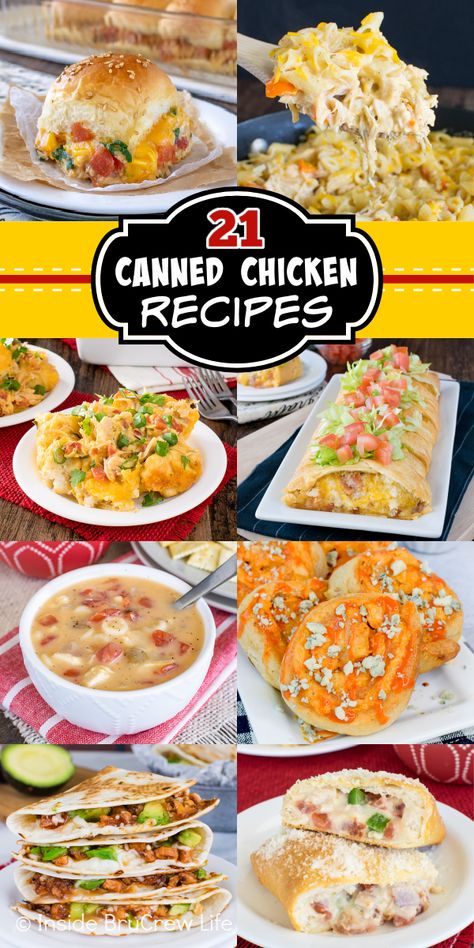 Chicken Tacos With Canned Chicken, What To Cook With Canned Chicken, Canned Chicken Burritos, Chicken In A Can Recipes Easy, Chicken In A Can, Easy Recipes Using Canned Chicken, Easy Dinner With Canned Chicken, Dinner Ideas With Canned Chicken, Crockpot Recipes With Canned Chicken