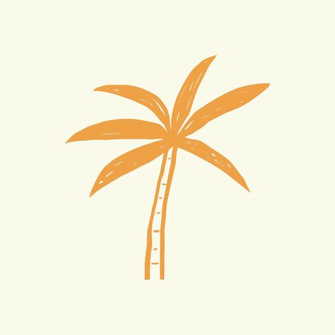 Palm tree sticker psd summer doodle graphic in orange | free image by rawpixel.com / mook Palm Tree Icon, Palm Tree Sticker, Palm Tree Drawing, Doodle Sticker, Sun Icon, Palm Tree Vector, Tree Doodle, Tree Palm, Tree Sticker