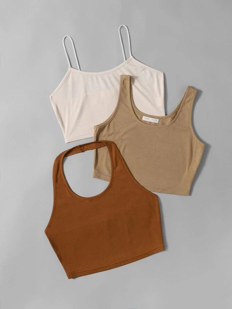 Plus 3pcs Cami Top & Tank Top & Halter Top for Sale Australia| New Collection Online| SHEIN Australia Tight Dress Outfit, Pretty Shirts, Top Halter, Plus Size Tank Tops, Halter Tops, Crop Tank Top, Cropped Cami, Top Tank, Simple Trendy Outfits