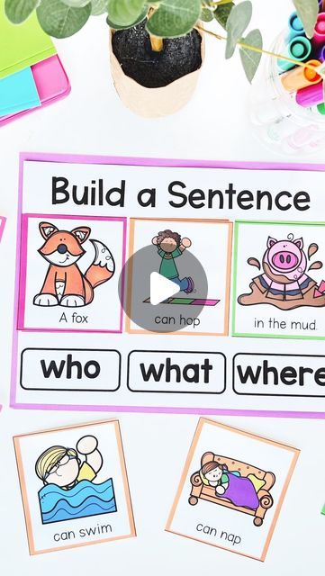 Making Sentences Activities, Build A Sentence, Deanna Jump, Kindergarten Art Crafts, Sentence Building Activities, Making Sentences, Tactile Activities, Sentence Construction, Sentence Activities