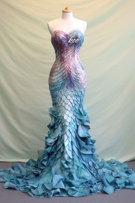 Mermaid Outfits, Sea Dress, Dressy Dress, Mermaid Crown, Ocean Fashion, Fantasy Dresses, Theme Dress, Mermaid Inspired, Princess Ball Gowns