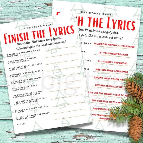 Finish The Christmas Lyrics, Finish The Lyrics Christmas Songs, Finish The Christmas Song Game, Guess The Lyrics, Christmas Song Games, Funny Christmas Songs, Work Games, The Christmas Song, Christmas Songs Lyrics