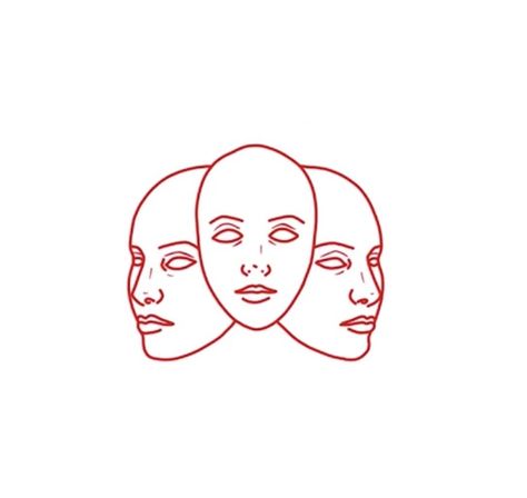 Three Faces Drawing, Tattoos Faces Minimalist, Three Faces Tattoo, Mirrored Tattoo, Multiple Faces Tattoo, Two Face Line Tattoo, One Line Tattoo Face, Tattoos Of Faces Abstract, One Line Two Faces Tattoo