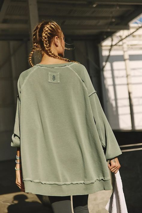 One To Beat Pullover | Free People After Workout, Fp Movement, Oversized Silhouette, Oversized Sweatshirt, Comfy Fits, High Low Hem, Boho Clothing, Pistachio, Boat Neck