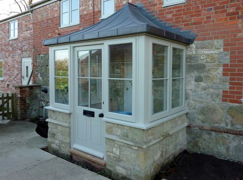 Porch Designs Uk, Enclosed Front Porches, Front Porch Ideas Uk, Porch Ideas Uk, Porch Extension, Project Brief, Brick Porch, Glass Porch, Porch Canopy