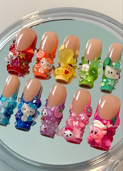 hello kitty nails Paznokcie Hello Kitty, Trends Nails, Junk Nails, Fake Nails Designs, 2024 Nails, Girly Acrylic Nails, Hello Kitty Nails, Pretty Gel Nails, Really Cute Nails