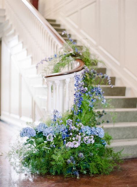 Wedding Stairs, Wedding Staircase, Sleeved Wedding, Stair Case, Flower Installation, Connecticut Wedding, Wedding Ceremony Flowers, Ceremony Flowers, Garden Inspired