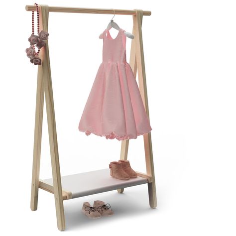 PRICES MAY VARY. Solid Wood Structure: This kids costume rack made of pine wood,no deformation,durable and solid. For the Kids: This clothing rack is perfect for 4- to 8-year-olds, who can reach it without help. The size: 29.5"W x 14.5"D x 43.7"H. Considerate Details Design: This open Wardrobe showcases your little one's nicest clothes. Use the bottom surface to store boots, shoes, or any other accessories that still need at home. Space Saving Organizer: Can be folded into a small piece for tran Kids Dress Up Storage Walmart, Kid Clothing Shelves, Kids Dress Up Storage Wall, Dressing Up Kids Storage, Dress Up Clothes Storage Box, Toddler Dress Up Area Pretend Play, No Wardrobe Solutions Kids, Kid Clothes Storage No Dresser, Dress Up Hat Storage