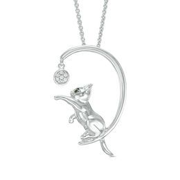 Enhanced Black and White Diamond Accent Cat with Ball Pendant in Sterling Silver Dog Paw Pendant, Diamond Cat, Silver Bling, Cat Pendant, Diamond Eyes, Peoples Jewellers, Cat Pendants, Local Jewelry, Cat Jewelry