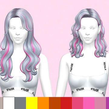 Sims 4 Highlights Cc, Hair Recolor Sims 4, Sims 4 White Streak Hair Cc, Sims 4 Cc Chunky Highlights Hair, Sims 4 Cc Highlight Hair, Highlights Sims 4 Cc, Sims 4 Chunky Highlights, Blonde Sims 4 Cc, Sims 4 Skunk Hair