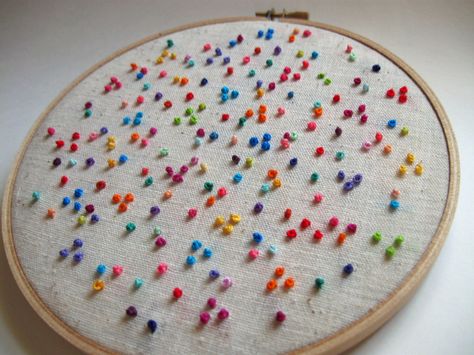 Embroidery Hoop Art Colorful Dots Hand Embroidery. $27.50, via Etsy. Embroidery Ideas Simple, Polka Dot Embroidery, Dot Embroidery, French Knot Stitch, French Knot Embroidery, Embroidery Hoop Wall, Christmas Wish List, Colorful French, Christmas Wish