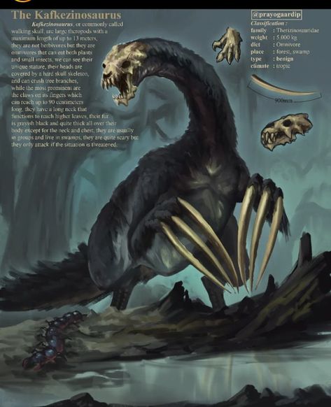 Star Wars Creatures Monsters, Animal Monster Concept Art, Big Monster Art, Dnd Monster Design, Beast Creature Monsters, Mist Creature, Monster Fudger Art, Plesiosaurus Art, Therizinosaurus Art