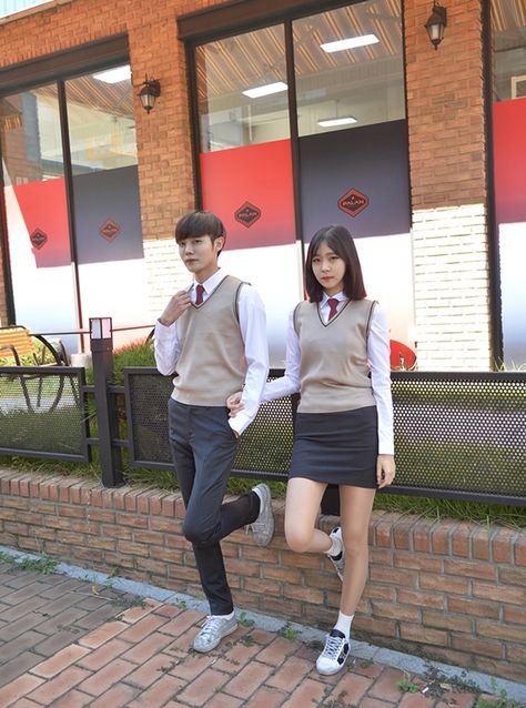 Korean School Uniforms - Official Korean Fashion School Uniforms Korean, Korea School Uniform, School Uniform Png, Ulzzang School, Private School Uniforms, Streetwear Couple, Korean School, High School Uniform, Anime Uniform