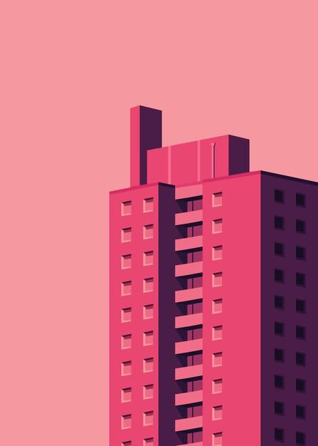 Simple illustration of an apartment bui... | Premium Vector #Freepik #vector #background #pattern #frame #vintage Minimal Architecture Illustration, Buildings Illustration, Street Illustration, Digital Architecture, Street Architecture, Posca Marker, Minimal Architecture, Yearbook Quotes, Graphisches Design