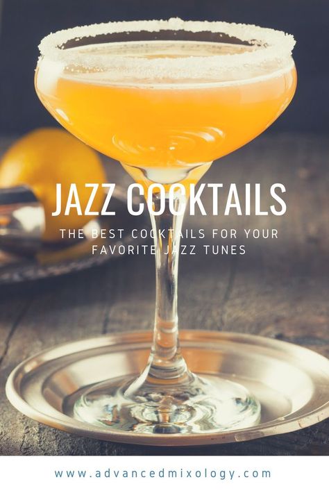 Pair your favorite jazz music with these cocktails. #cocktailparty #mixology #mixologist Christmas Fingerfood, Thanksgiving Drinks Non Alcoholic, Botanist Gin, Easy Mixed Drinks, Sonny Cher, Jazz Party, Thanksgiving Cocktails, Jazz Bar, Jazz Poster