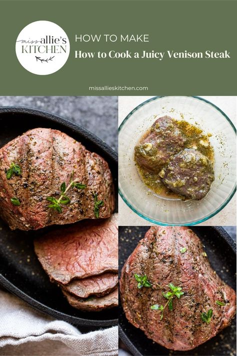 It's easy to cook a venison steak so that it's juicy, you just need to follow a few rules. A good marinade, a hot grill or pan and not overcooking is key. Grilled Venison Steak Recipes, Venison Marinade, Venison Steak Recipes, Deer Steak, Venison Tenderloin, Venison Burgers, Deer Meat Recipes, Venison Steak, Deer Meat