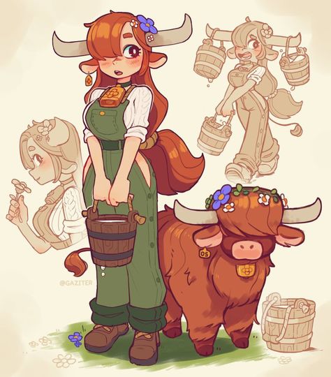 Hybrid Art, Creature Concept, Character Design References, Dnd Characters, Drawing Reference Poses, Highland Cow, Cartoon Art Styles, Art Reference Poses, Fantasy Character Design