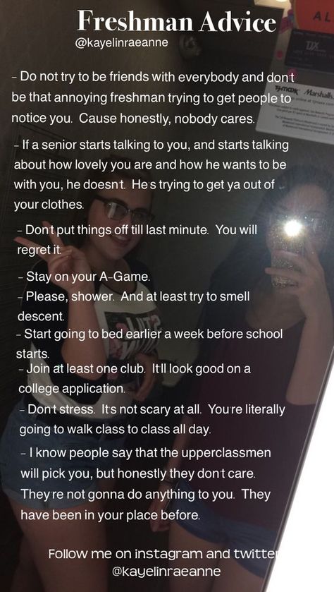 School Tips Freshman Year, Tips For Upcoming Freshman, Ocoee High School, Advice For High School Freshman, Back To School Highschool Freshman Tips, Goals For 9th Grade, Highschool Tips Freshman First Day, Freshman Picture Ideas, How To Survive High School Freshman Year