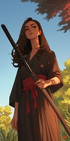 Female Samurai Art, Samurai Girl, Anime Long Hair, Female Samurai, Out On A Limb, The Best Anime, Samurai Artwork, Japanese Warrior, Best Anime