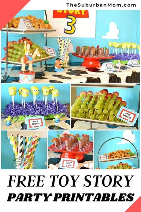 Toy Story Birthday Printables, Toy Story Fifth Birthday, Toy Story Food Party Ideas, Toy Story Birthday Party Printables Free, Toy Story 1st Birthday Party Ideas Diy, Toy Story Birthday Brunch, Toy Story Themed Second Birthday, Food Ideas For Toy Story Birthday Party, 2 Infinity And Beyond Birthday Food