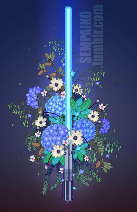 Rey Lightsaber, Lightsaber Tattoo, Individual Flowers, Bouquet Art, Thunderbirds Are Go, Star Wars Wedding, Star Wars Droids, My Star, Digital Creator