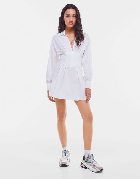 Vestidos de Mujer Largos y Cortos | Nueva Colección |Bershka | Bershka Milk Makeup, White Dress, Shirt Dress, Milk, Women Wear, Wardrobe, Makeup, Dresses, Quick Saves