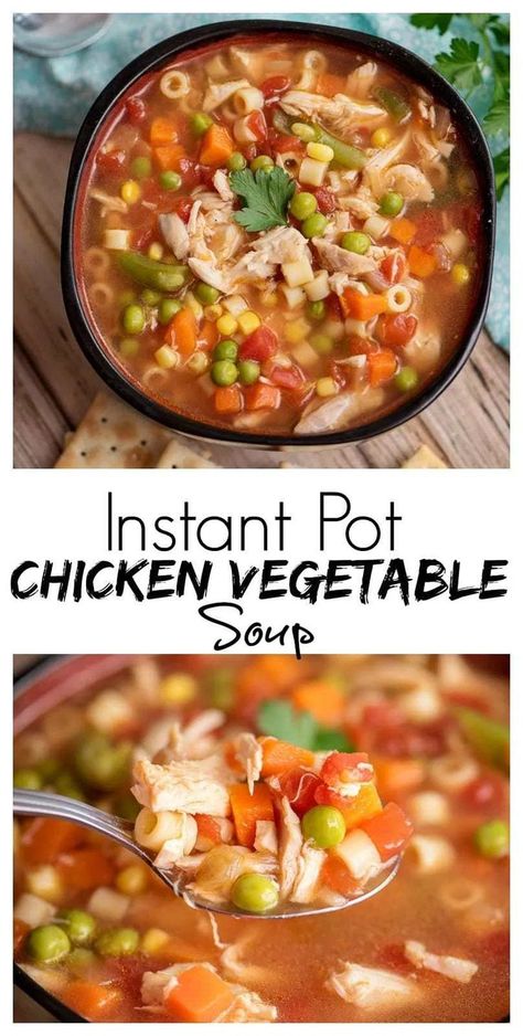 This instant pot chicken vegetable soup makes a hearty and comforting dinner that the entire family will love. Made with chicken, noodles, and vegetables in under 30 minutes! #instantpotchickensoup #chickenvegetablesoup #soup Instant Pot Chicken Vegetable Soup, Best Soup For A Cold, Soup For A Cold, Chicken Veggie Soup, Chicken Vegetable Soup Recipes, Chicken Vegetable Soup, Instant Pot Soups, Vegetable Soup Healthy, The Best Soup