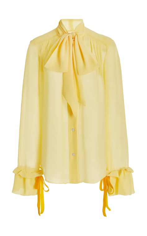 Pussybow Blouse, High Collar Shirts, Silky Shirt, Woman Top, Bow Blouse, Fancy Party, Yellow Blouse, Party Outfits, Dope Outfits