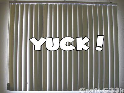 craft:g33k: Vertical Blind Hack, Part 2 Vertical Blinds With Curtains Ideas, Cute Blinds, Blinds Makeover, Replace Vertical Blinds, Unique Blinds, Venetian Blinds And Curtains, Vertical Blinds Makeover, Apartment Rental Decorating, Curtains Over Blinds