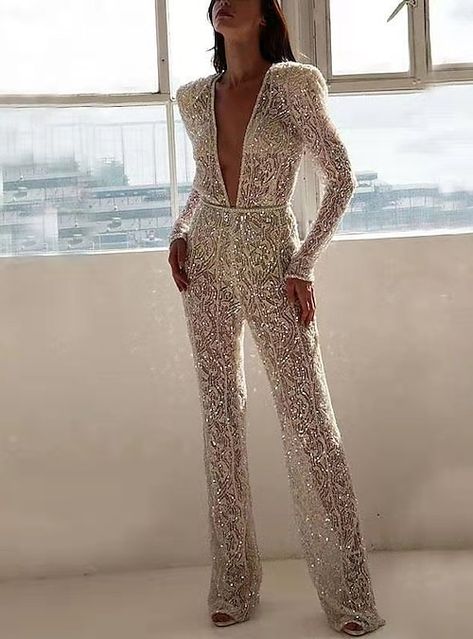 Sequin Jumpsuit Long Sleeve, Party Rompers, Overall Jumpsuit, Two Piece Jumpsuit, Party Pants, Sequin Jumpsuit, Long Sleeve Sequin, White Jumpsuit, Long Sleeve Jumpsuit