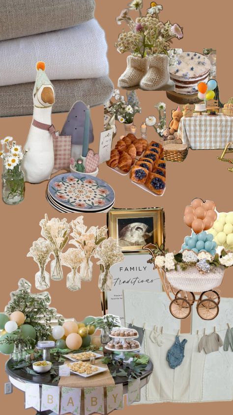 Vintage Goose Baby Shower Ideas, Silly Goose On The Loose Baby Shower Theme, Silly Goose Baby Shower Decor, Vintage Theme Baby Shower Ideas, Goose Baby Shower Theme, Goose Baby Shower Ideas, Mother Goose Baby Shower Ideas, Silly Goose Baby Shower Theme, Baby Shower Mood Board