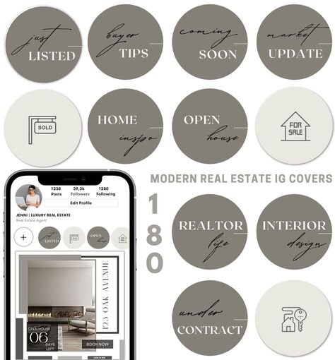 Modern Real Estate Instagram Highlight Icons | Realtor IG Story Icons | IG Highlight Covers | Realtor Graphic Highlight Icons #Instagram_Highlight_Covers_Simple #Instagram_Highlight_Covers_White #Instagram_Highlight_Covers_Blue #White_Instagram_Highlight_Covers https://www.theworldaccordingtome.org/1947184_stunning-instagram-highlight-covers-icons-trendy-aesthetic-designs/?etsy-marketing-agency-simply-social-studio Realtor Highlight Covers, Realtor Instagram Highlight Covers, Realtor Instagram Aesthetic, Real Estate Highlight Covers, Real Estate Instagram Highlight Covers, Realtor Aesthetic, Realtor Content, Canva Tricks, Realtor Ideas