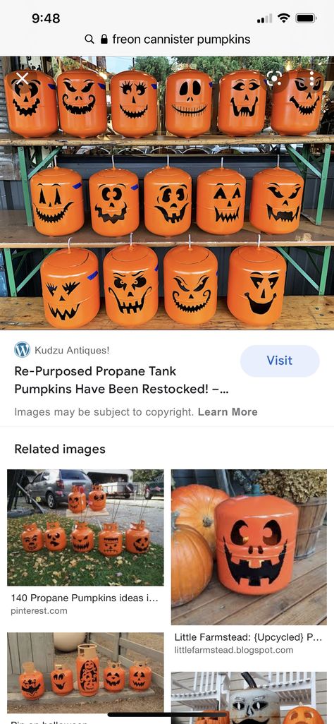 Helium Tank Pumpkin, Propane Pumpkins, Propane Tanks, Helium Tank, Lp Tank, Propane Tank, Propane, Yard Art, Fall Halloween