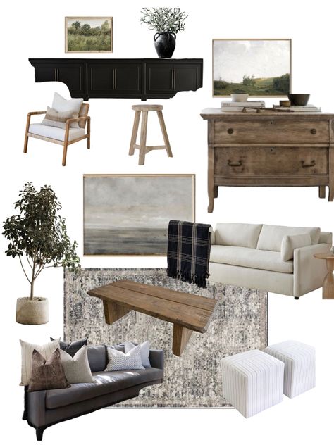 Warm minimal, scandi, neutral, modern country, large open living space Open Living Space, Open Living, Open Space Living, Modern Country, Mood Board, Living Spaces